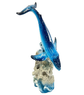 23cm Marble Whale on Coral Base
