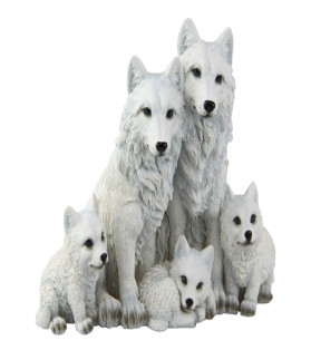 19cm High Snow Wolf Family