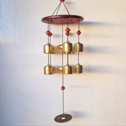 Chinese Coin With Bell Wind Chime Round