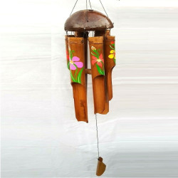 50cm Bamboo Painted Flower Wind Chime