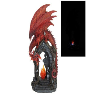 36cm Red Dragon Guarding Torch With Light