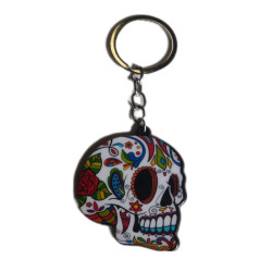 Double Sided Printed Keyring Skull