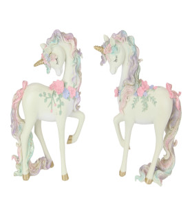 21cm Standing Unicorn with Floral Finish 2 Asstd