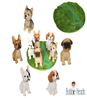 13cm Bobble Head Dog on Grass Display (20=Free Display)