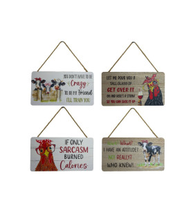 25x12cm Hanging Farm Funny MDF Plaque 4 Asstd