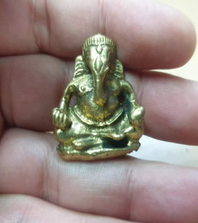 Mini Brass Meditating Ganesh Statue