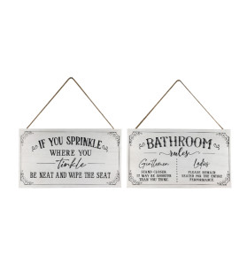 30x15cm MDF Bathroom Rules 2 Asstd
