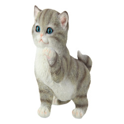19cm Playful Grey Cat with Blue Eyes