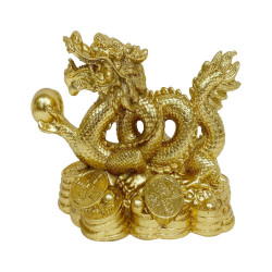 19cm Gold Chinese Dragon on Money Base