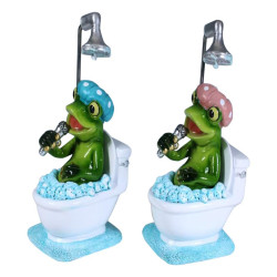 16cm Marble Frog Singing in Toilet Bath 2 Asstd