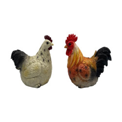 11cm Rooster and Hen in Gloss Finish 2 Asstd