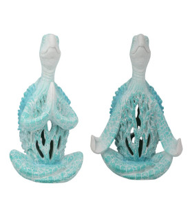21cm Meditating Turtle with Aqua Coral Design 2 Asstd