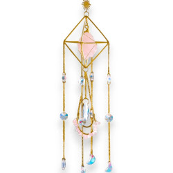Crystal Diamond Cage Suncatcher Cage - Rose Quartz