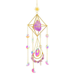 Crystal Diamond Cage Suncatcher Cage - Amethyst