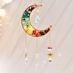 Crystal Suncatcher Chakra Moon Vertical