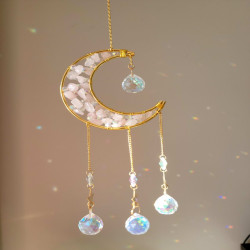 Crystal Suncatcher Moon Rose Quartz