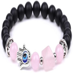 Rose Quartz Bracelet With Hamsa Hand