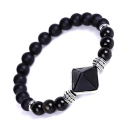 Black Obsidian Pyramid Bracelet