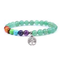 Green Aventurine 7 Chakra Bracelet - Tree Of Life