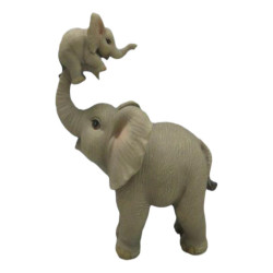 18cm Elephant with Baby Elephant on Trunk
