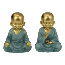 9cm Sitting Monk in Premium Sage Blue Finish 2 Asstd