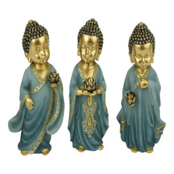 17cm Standing Rulai Buddha with Lotus Flower in Premium Sage Blue Finish 3 Asstd