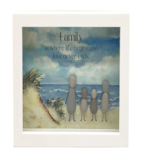 20x15cm Beach Frame with Rock Family