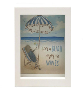 15x15cm Beach Plaque with Rock Person Relaxing Under Umbrella