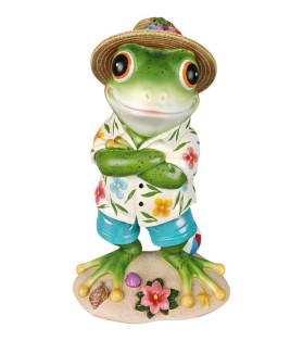 31cm Standing Beach Frog with Hat