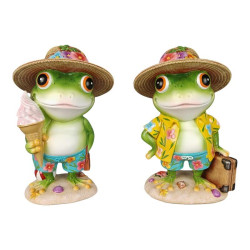 22cm Beach Frog with Hat 2 Asstd