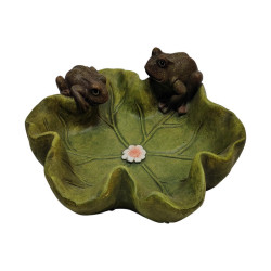 40cm Garden Lily Pad Bird Feeder with Twin Frogs