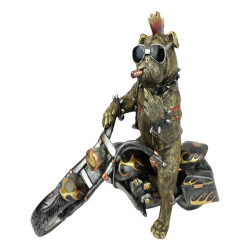 33cm Biker Dog on Motorbike Flipping the Bird