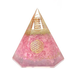 Rose Quartz Hexagonal Orgonite Pyramid