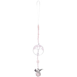Rose Quartz Tree of Life + Dragon Hanging
