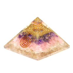Amethyst & Rose Quartz & Crystal Orgonite Pyramid