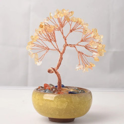 Bonsai Beaded Tree With Pot Base - Citrine