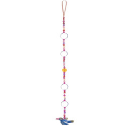Bird Hanging With Beads And Mirrors - Blue