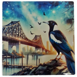 Magpie Near Bridge Ceramic Coasters Set Of 4