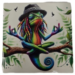 Meditating Rasta Cameleon Ceramic Coasters Set Of 4