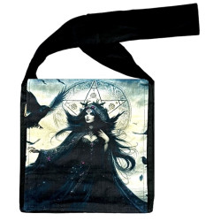 Gothic Lady & Crow Digital Print Cover Flap Bag