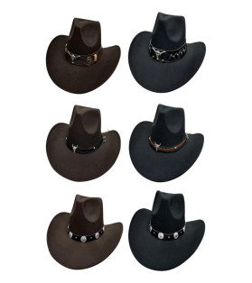 Cowboy Black/Brown Fashion Hat 6 Asstd