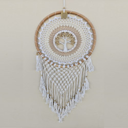Macrame Tree of Life Design Dream Catcher Large - White