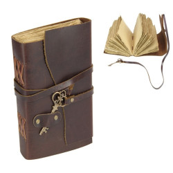 7x5" Antique Paper Leather Journal with Key 18x13cm