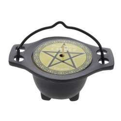Candle in Black Cauldron 10cmx5cmx7cm - Citronella