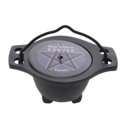 Candle in Black Cauldron 10cmx5cmx7cm - Lavender