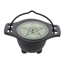 Candle in Black Cauldron 10cmx5cmx7cm - White Sage