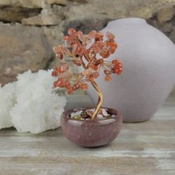 Bonsai Beaded Tree With Pot Base - Carnelian