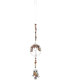 Tiger Eye Tree of Life + Owl Hanging