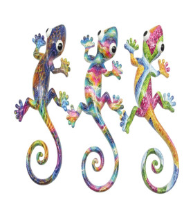 25cm Rainbow Lizard Wall Art 3 Asstd