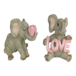 9cm Sitting Elephant with Love Hearts 2 Asstd